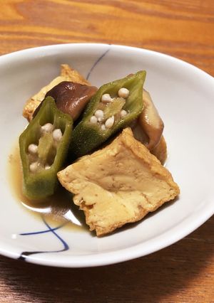 15分で完成！厚揚げ、オクラ、椎茸の煮物-レシピのメイン写真