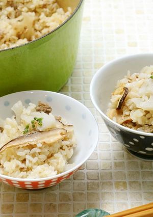 レンコンと干しシイタケの炊き込み御飯-レシピのメイン写真