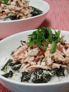 ささ身の梅ポンごま和え丼-レシピのメイン写真