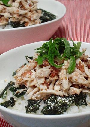 ささ身の梅ポンごま和え丼-レシピのメイン写真