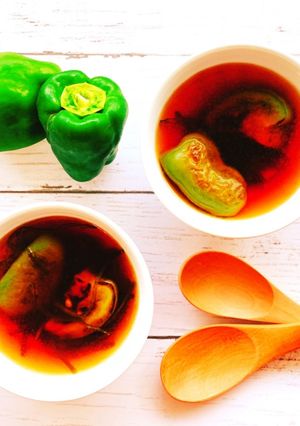 簡単めちゃうま!丸ごと焼きピーマンスープ-レシピのメイン写真