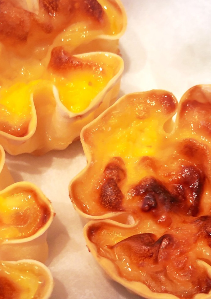 餃子の皮★簡単★材料4つのみエッグタルト-レシピのメイン写真