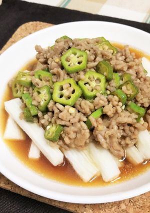 レンジで簡単長芋のオクラそぼろあんかけ-レシピのメイン写真