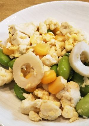 枝豆とコーンの洋風炒り豆腐-レシピのメイン写真