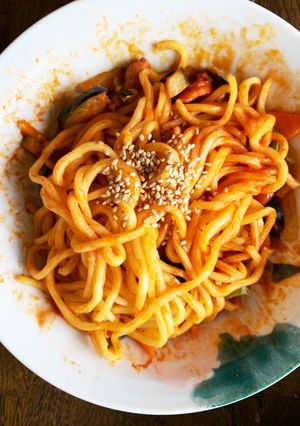 全てレンジ茹で中華麺でナポリタン風-レシピのメイン写真