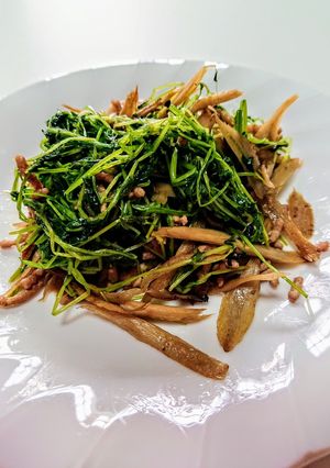ゴボウ入豆苗炒め-レシピのメイン写真