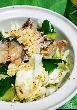 主役はサバ缶⁉きざみにんにく⁉簡単つまみ-レシピのメイン写真