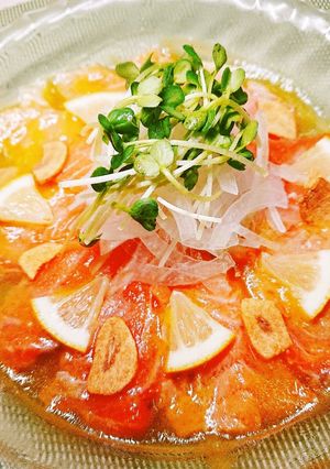 簡単!昆布茶DEサーモンのカルパッチョ♪-レシピのメイン写真
