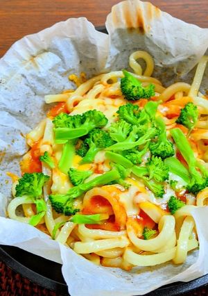 鉄板チーズミートソースうどん-レシピのメイン写真