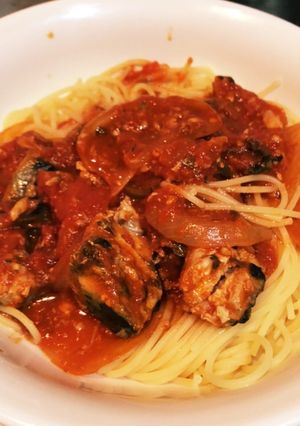 トマトパスタ（サバ缶）-レシピのメイン写真