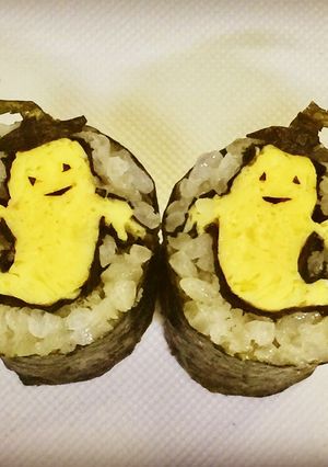 寿司型模様巻き（ハロウィン・オバケ)-レシピのメイン写真