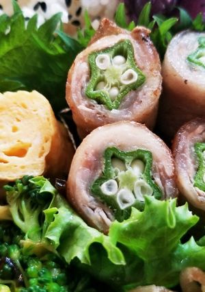 お弁当に✨豚バラ肉のオクラ巻き-レシピのメイン写真