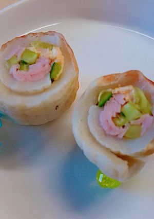 冷やし中華の残り具材で♪クルクルちくわ-レシピのメイン写真