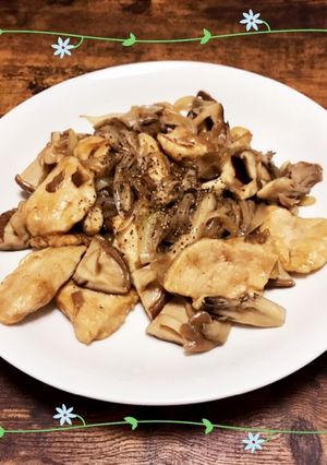 鶏胸肉とキノコのめんつゆバターソテー-レシピのメイン写真