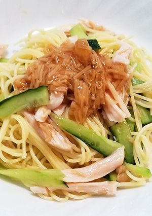 サラダチキンとなめ茸のサラスパ-レシピのメイン写真
