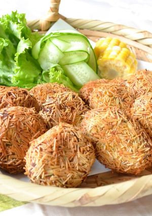 お手軽！チーズ入りかぼちゃの素麺揚げ♪-レシピのメイン写真