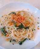 レンジで簡単！蒸し麺で、鮭クリームパスタ