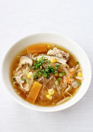 味噌ラーメンみたい【具沢山春雨味噌スープ-レシピのメイン写真