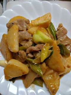 長芋と豚肉と長ねぎのからし醤油炒め-レシピのメイン写真