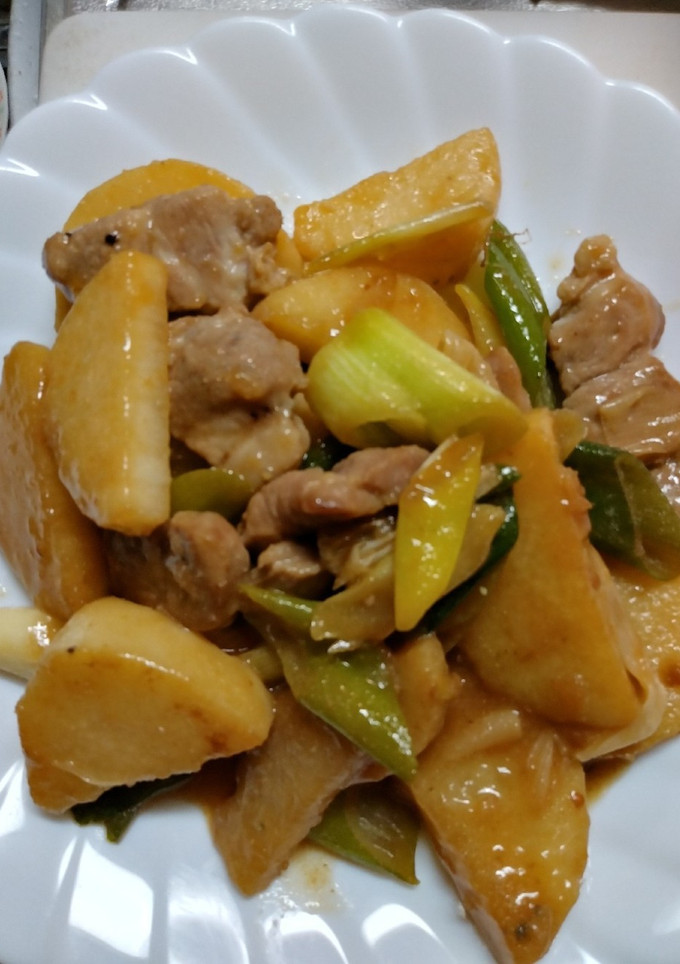 長芋と豚肉と長ねぎのからし醤油炒め-レシピのメイン写真