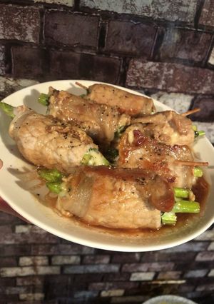 生姜焼き肉でアスパラ肉巻き大葉チーズ入り-レシピのメイン写真