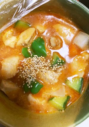 全てレンジ鶏胸肉ときゅうり野菜味噌炒め煮-レシピのメイン写真