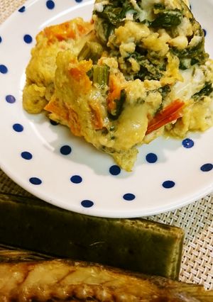 カブの葉プチトマチーズオムレツ-レシピのメイン写真