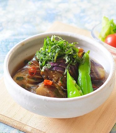 レンジで簡単！蛇腹なすの揚げびたし風♪ by はるさんの台所