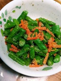 さやいんげんと人参のゴマ和え(^q^)☺-レシピのメイン写真