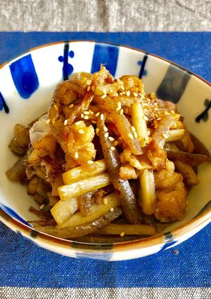 牛蒡こんにゃく・豚こまの甘辛炒め煮*副菜-レシピのメイン写真