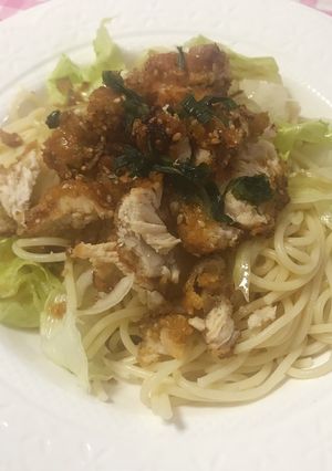 唐揚げの和風冷製パスタ♡-レシピのメイン写真