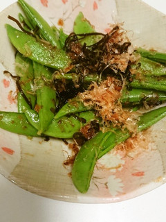 ★スナップエンドウの塩昆布おかか和え-レシピのメイン写真