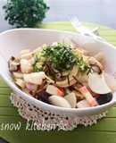 かぶとかまぼこの梅こぶ醤油パスタ