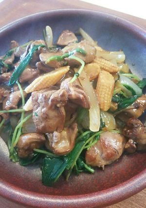 レバー ニラ 豆苗 玉葱 焼肉のたれ炒め-レシピのメイン写真