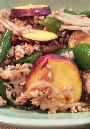 挽き肉と秋野菜の簡単★甘辛炒め-レシピのメイン写真