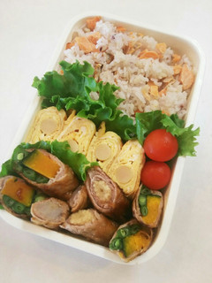 お弁当(10/2)野菜の肉巻き照焼き-レシピのメイン写真