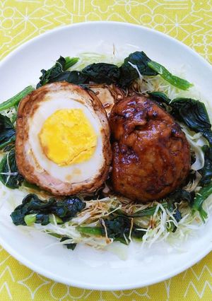 簡単ヘルシー！薄揚げと豚肉の卵巻き照焼き-レシピのメイン写真