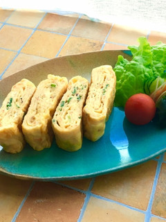 ツナ缶汁とネギ&エビで☆簡単な旨々卵焼き-レシピのメイン写真