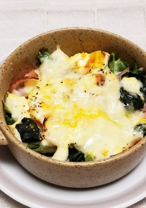ほうれん草・茹で卵・ハム♪マヨチーズ焼き-レシピのメイン写真