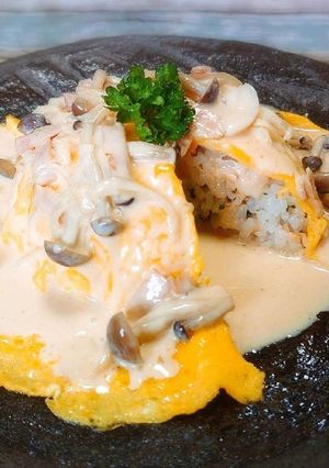 ◆鮭入り♡きのこソースのオムライス♪-レシピのメイン写真