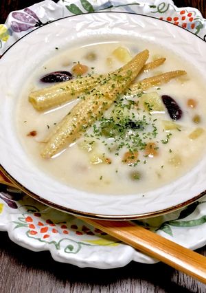 ベビーコーンとお豆のクリームチャウダー-レシピのメイン写真