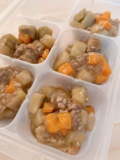 ナスと挽肉の味噌あんかけ〜離乳食後期"〜-レシピのメイン写真