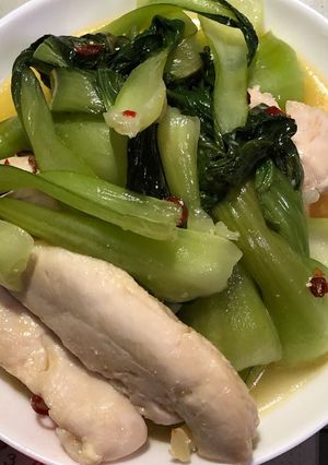 チンゲン菜とササミの酒蒸し-レシピのメイン写真