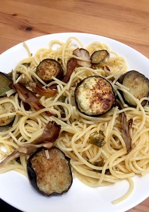 減塩 なすと舞茸の高菜パスタ-レシピのメイン写真