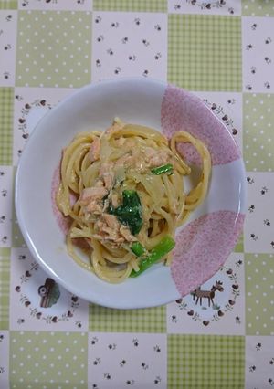 簡単鮭のクリームパスタ-レシピのメイン写真