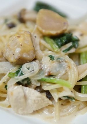 ほっこり栗と鶏肉のクリームスパゲッティ-レシピのメイン写真