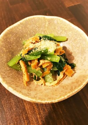 お弁当の残り物！油揚げと小松菜和え物-レシピのメイン写真