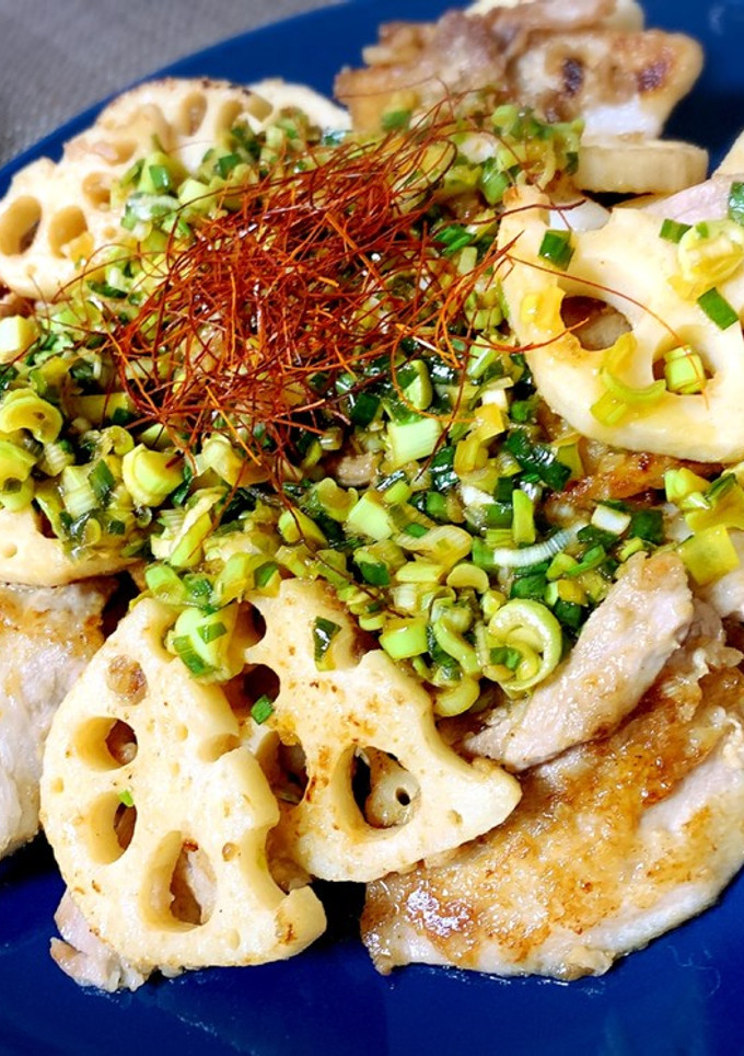 香味だれをかけて♪れんこんと豚肉の炒め物-レシピのメイン写真