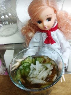 リカちゃん♡梨ときゅうりのもずく酢ꕤ*.-レシピのメイン写真