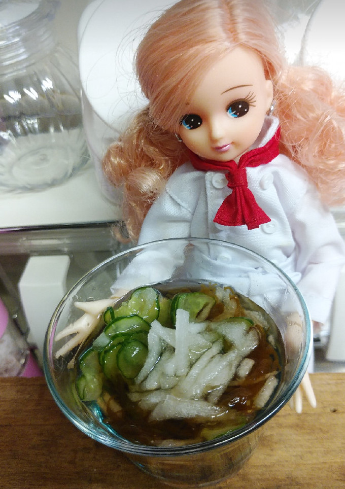 リカちゃん♡梨ときゅうりのもずく酢ꕤ*.-レシピのメイン写真